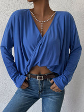 Load image into Gallery viewer, Long Sleeve Twisted Surplice Neck Blouse