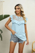 Load image into Gallery viewer, Spliced Lace Ruffled Blouse