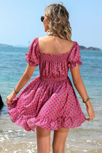 Load image into Gallery viewer, Polka Dot Square Neck Smocked Waist Dress