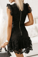 Load image into Gallery viewer, Round Neck Cap Sleeve Lace Mini Dress