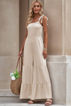 Load image into Gallery viewer, DIBS 6446 COLOR SIZE Tie-Shoulder Smocked Tiered Jumpsuit