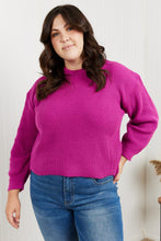 Load image into Gallery viewer, Heimish Losing Track Full Size Hem Detail Rib-Knit Sweater in Magenta