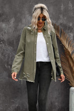 Load image into Gallery viewer, Distressed Snap Down Denim Jacket