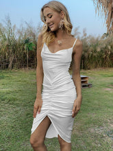 Load image into Gallery viewer, Ruched Tulip Hem Spaghetti Strap Dress