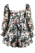 Load image into Gallery viewer, Floral Sweetheart Neck Flounce Sleeve Romper