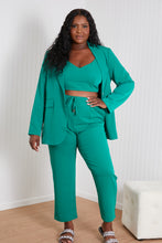 Load image into Gallery viewer, GeeGee Wall Street Full Size Bra, Blazer, and Pants Set in Kelly Green