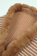 Load image into Gallery viewer, Striped Faux Fur Trim Open Front Cardigan
