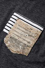 Load image into Gallery viewer, Girls Striped Color Block Sequin Pocket Top