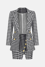 Load image into Gallery viewer, Houndstooth Double-Breasted Blazer and Slit Skirt Set
