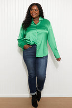 Load image into Gallery viewer, GeeGee New Love Full Size Satin Button Down Shirt