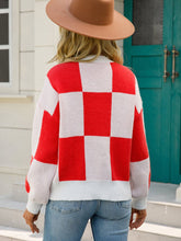 Load image into Gallery viewer, Checkered Dropped Shoulder Knit Pullover