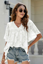Load image into Gallery viewer, Applique Frill Trim Flutter Sleeve Blouse