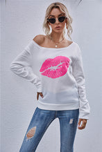 Load image into Gallery viewer, Lip Graphic Off-Shoulder Sweatshirt