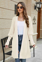 Load image into Gallery viewer, Lantern Sleeve Rib-Knit Open Front Longline Cardigan