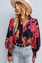 Load image into Gallery viewer, Printed Lantern Sleeve Button-Up Shirt