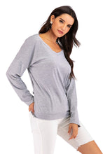 Load image into Gallery viewer, V-Neck Drop Shoulder Open Back Sweatshirt