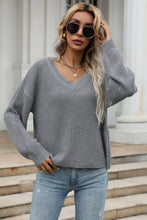 Load image into Gallery viewer, V-Neck Drop Shoulder Sweater