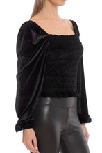Load image into Gallery viewer, Smocked Square Neck Long Sleeve Blouse