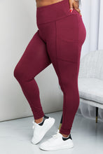Load image into Gallery viewer, Zenana Ready to Roll Full Size Wide Waistband Pocket Leggings in Burgundy