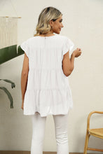 Load image into Gallery viewer, Swiss Dot Round Neck Tiered Blouse