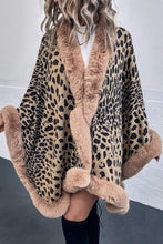 Load image into Gallery viewer, Animal Print Faux Fur Trim Poncho Jacket