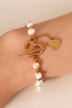 Load image into Gallery viewer, Freshwater Pearl Heart Charm Bracelet