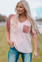 Load image into Gallery viewer, Two-Tone Raglan Sleeve V-Neck Tee