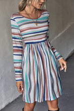 Load image into Gallery viewer, Striped Round Neck Long Sleeve Tee Dress