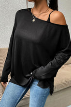 Load image into Gallery viewer, Heathered Asymmetrical Neck Slit Tunic Top