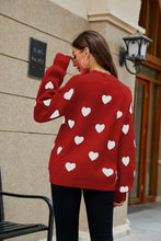 Load image into Gallery viewer, Heart Pattern Lantern Sleeve Sweater