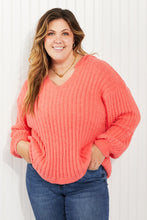 Load image into Gallery viewer, POL Peach Pie Full Size Ribbed Hooded Sweater