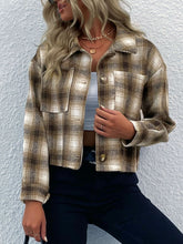 Load image into Gallery viewer, Plaid Button-Up Dropped Shoulder Shacket