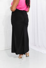 Load image into Gallery viewer, White Birch Full Size Up and Up Ruched Slit Maxi Skirt in Black