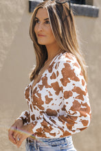 Load image into Gallery viewer, Printed Long Sleeve Deep V Bodysuit