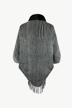 Load image into Gallery viewer, Striped Faux Fur Trim Open Front Cardigan