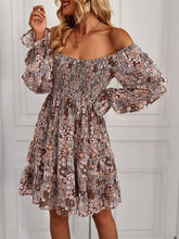 Load image into Gallery viewer, Floral Smocked Ruffle Hem Flounce Sleeve Dress
