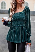 Load image into Gallery viewer, Smocked Square Neck Long Sleeve Blouse