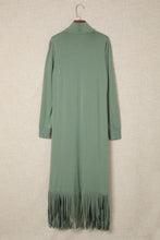 Load image into Gallery viewer, Fringe Hem Open Front Thumbhole Sleeve Duster Cardigan