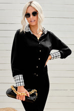 Load image into Gallery viewer, Plaid Trim Button Down Collared Shirt
