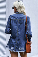 Load image into Gallery viewer, Distressed Snap Down Denim Jacket