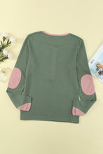 Load image into Gallery viewer, Elbow Patch Waffle Knit Henley Top