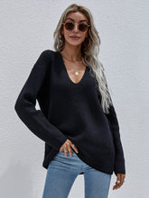 Load image into Gallery viewer, Deep V Rib-Knit Sweater