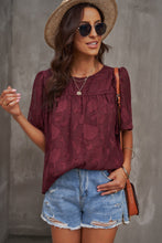 Load image into Gallery viewer, Round Neck Puff Sleeve Blouse