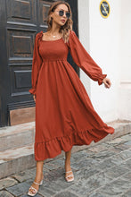 Load image into Gallery viewer, Smocked Ruffle Hem Flounce Sleeve Dress