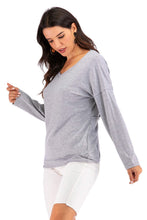 Load image into Gallery viewer, V-Neck Drop Shoulder Open Back Sweatshirt