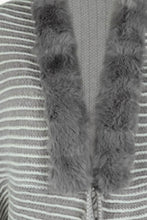Load image into Gallery viewer, Striped Faux Fur Trim Open Front Cardigan