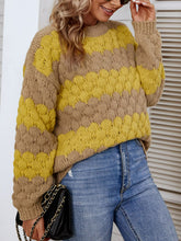 Load image into Gallery viewer, Striped Ribbed Trim Dropped Shoulder Sweater