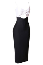 Load image into Gallery viewer, Two-Tone Gathered Detail Cutout Spaghetti Strap Bodycon Dress