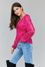 Load image into Gallery viewer, Andree by Unit Full Size Sequined Fringe Peplum Top