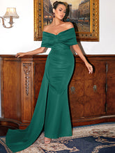 Load image into Gallery viewer, Gathered Detail Cascading Off-Shoulder Fishtail Dress